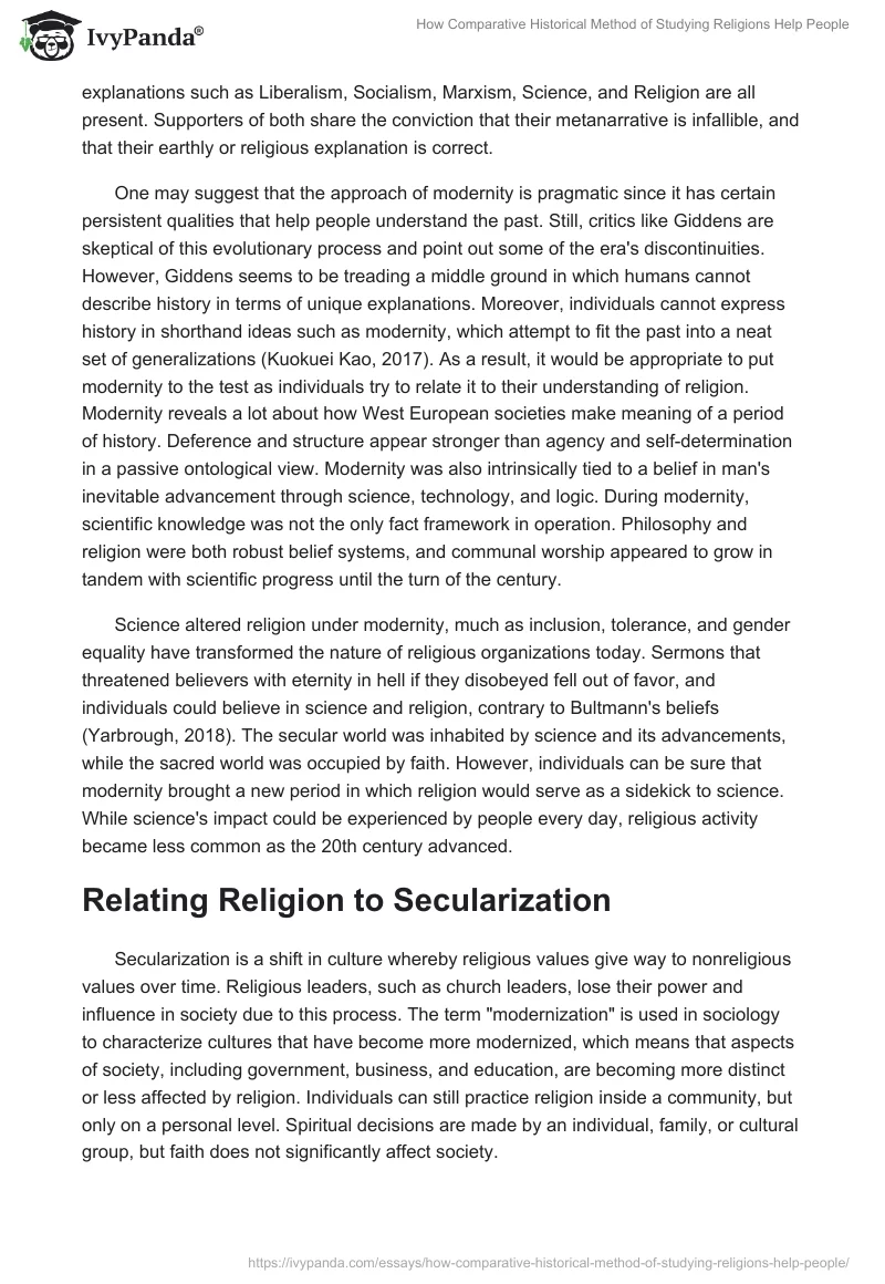 How Comparative Historical Method of Studying Religions Help People. Page 3