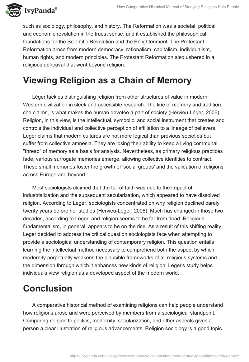 How Comparative Historical Method of Studying Religions Help People. Page 5