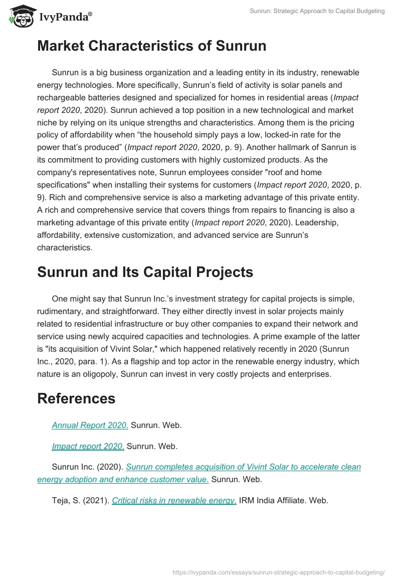 Sunrun: Strategic Approach to Capital Budgeting. Page 2