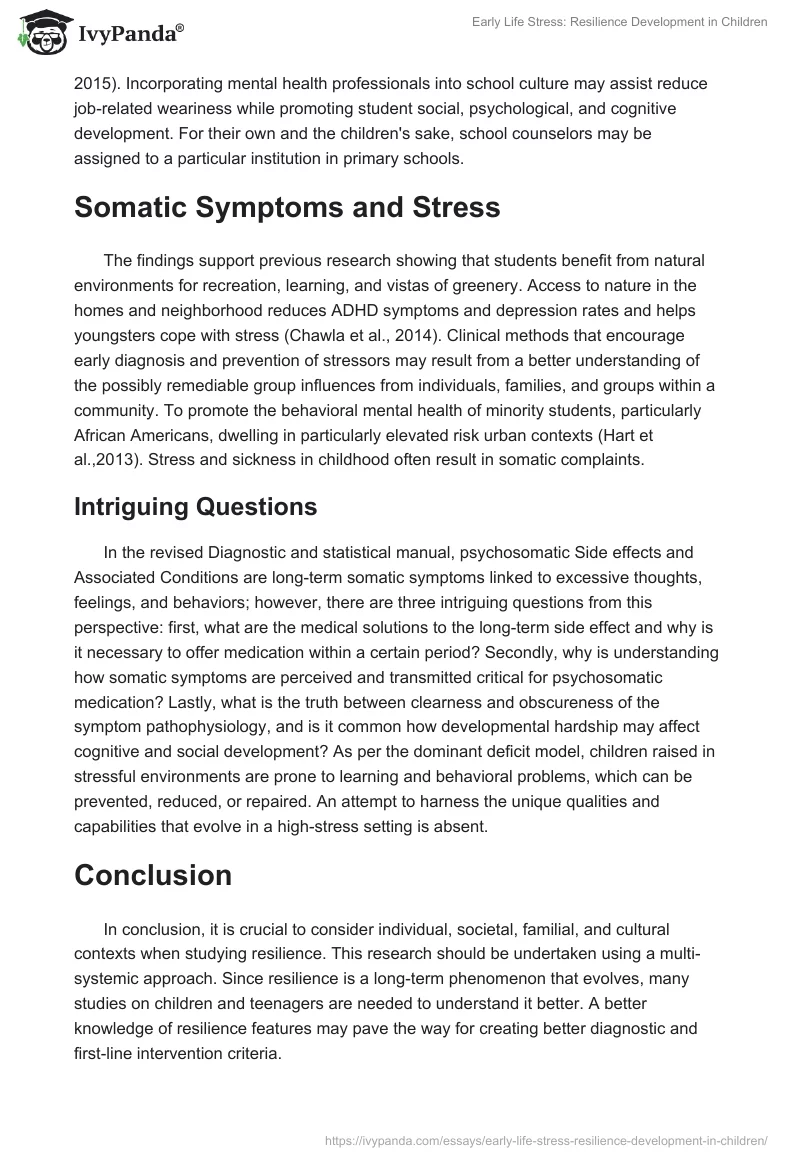 Early Life Stress: Resilience Development in Children. Page 2