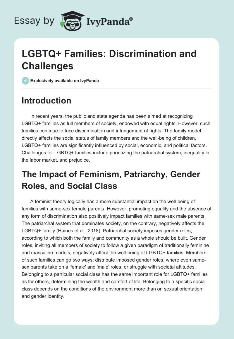 LGBTQ+ Families: Discrimination and Challenges. Page 1