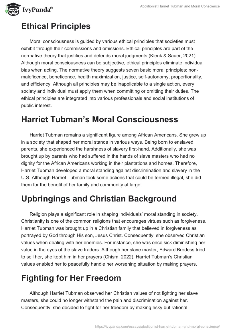 Abolitionist Harriet Tubman and Moral Conscience. Page 3