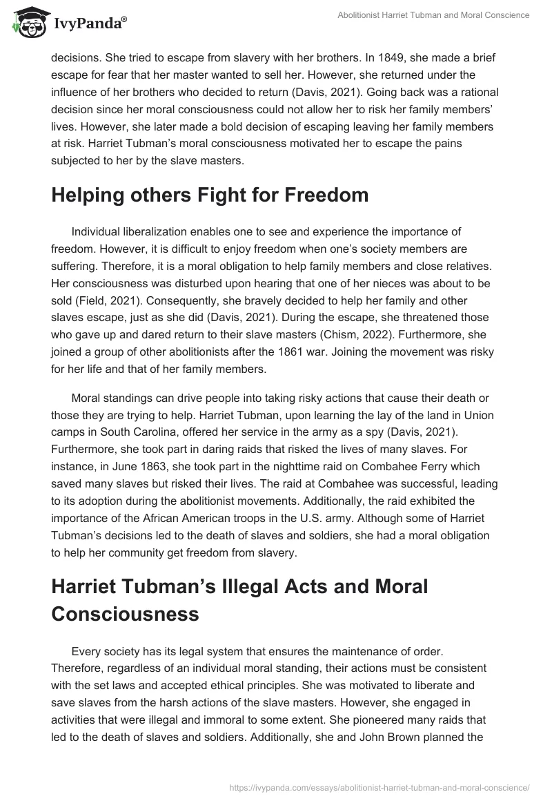 Abolitionist Harriet Tubman and Moral Conscience. Page 4