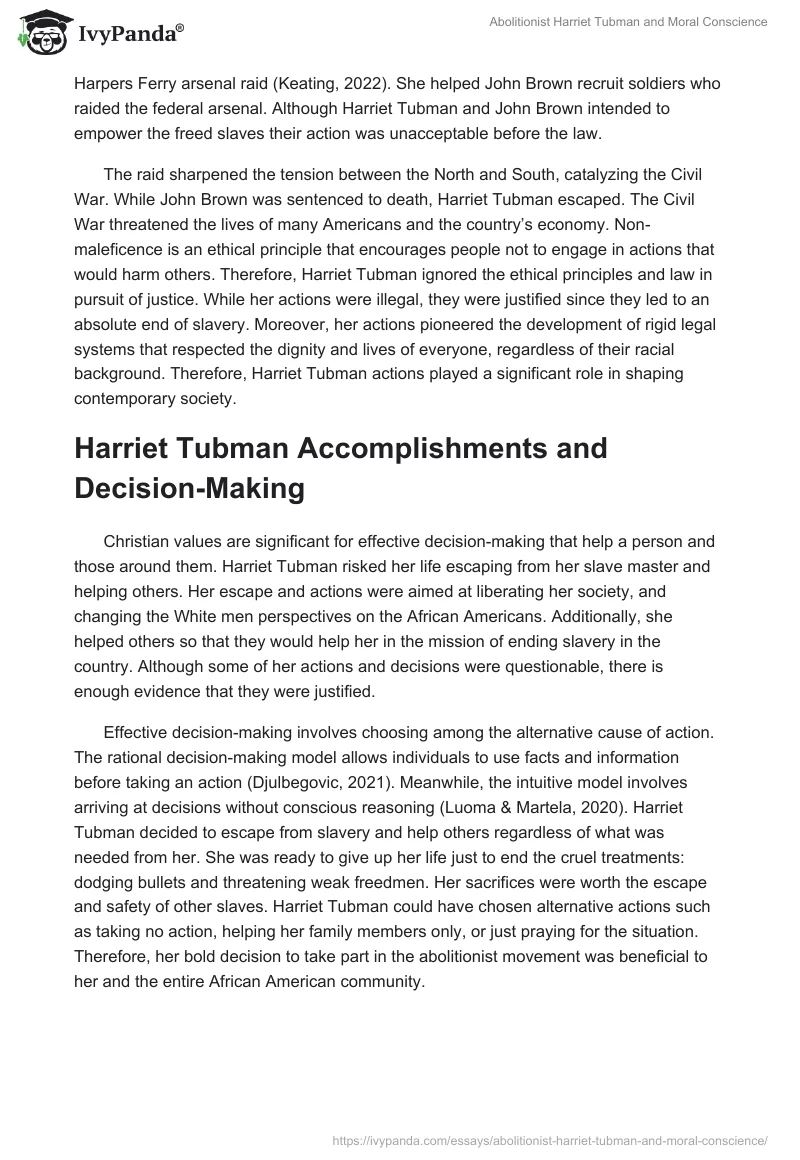 Abolitionist Harriet Tubman and Moral Conscience. Page 5