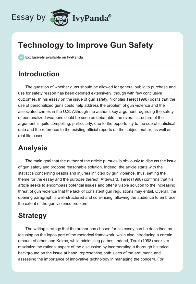 Technology to Improve Gun Safety. Page 1