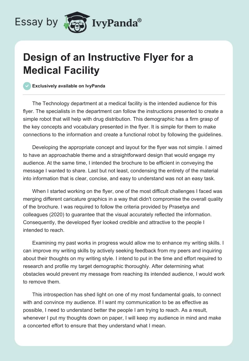 Design of an Instructive Flyer for a Medical Facility. Page 1