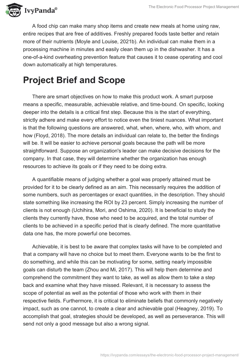 The Electronic Food Processor Project Management. Page 3