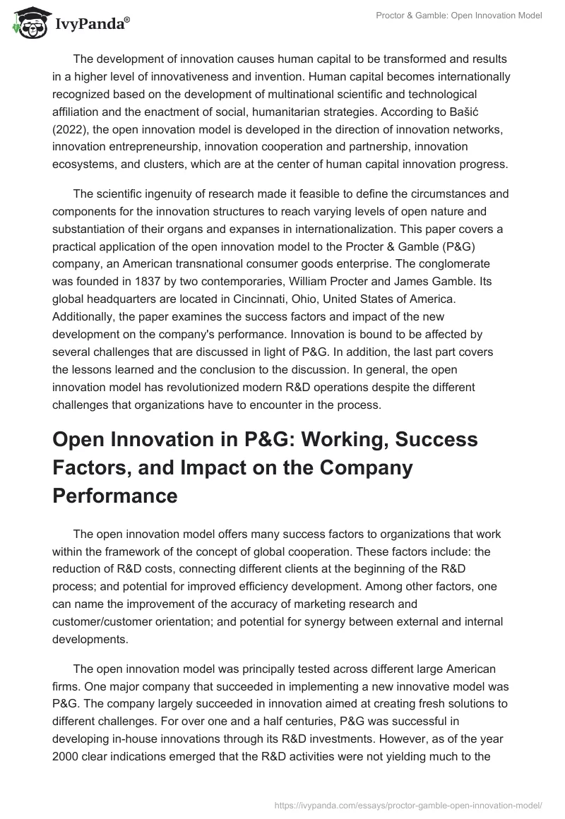 Proctor & Gamble: Open Innovation Model. Page 2