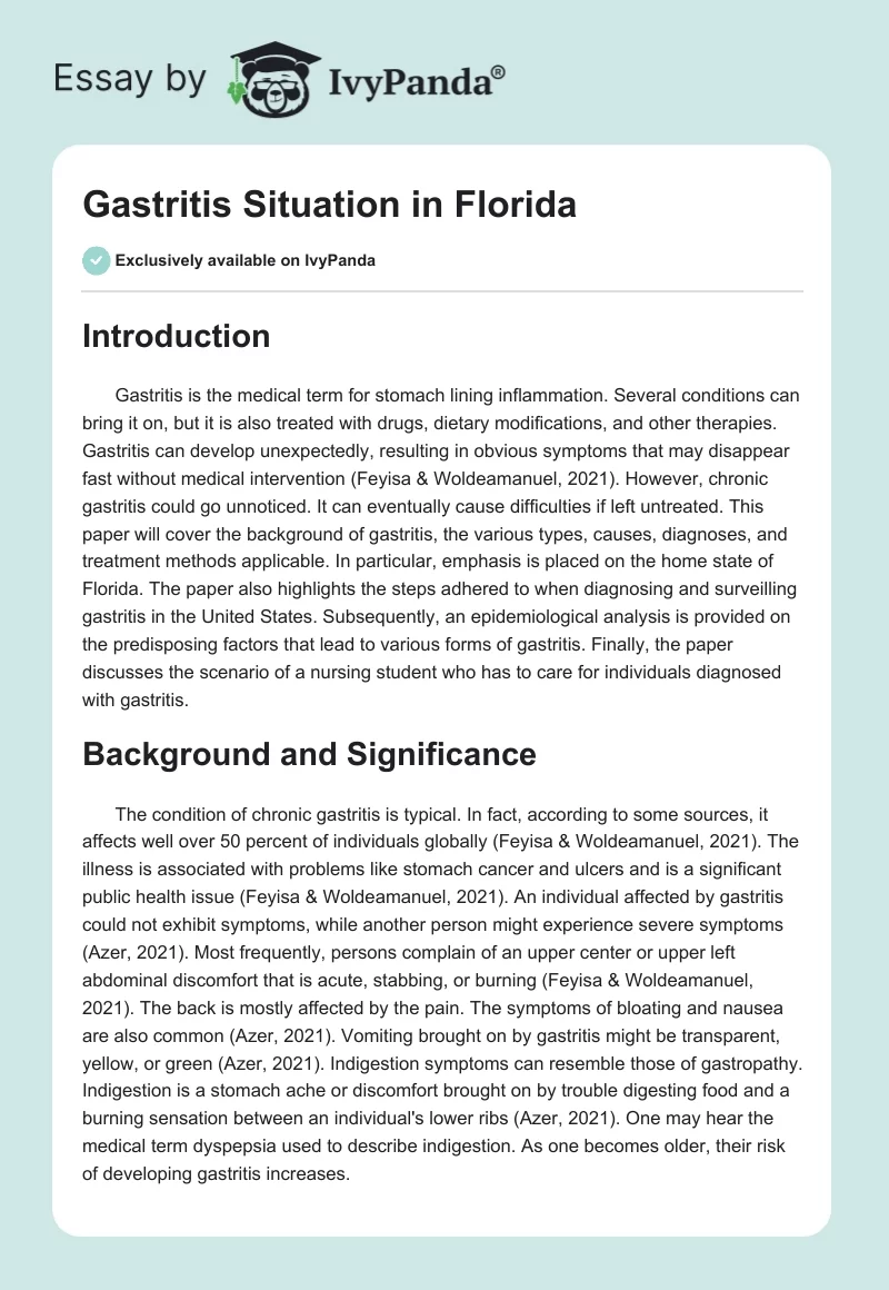Gastritis Situation in Florida. Page 1