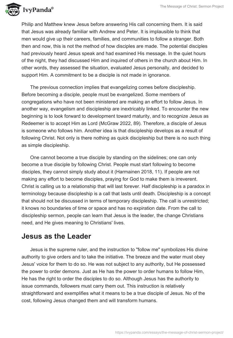 The Message of Christ: Sermon Project. Page 2