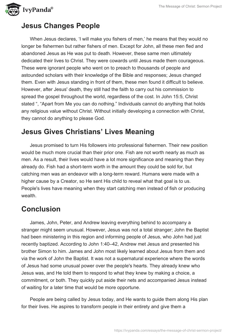 The Message of Christ: Sermon Project. Page 3