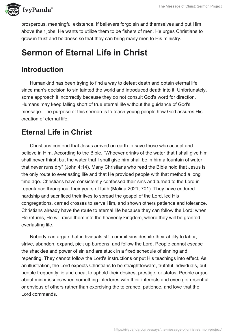 The Message of Christ: Sermon Project. Page 4