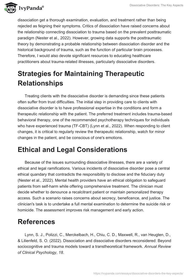 Dissociative Disorders: The Key Aspects. Page 2