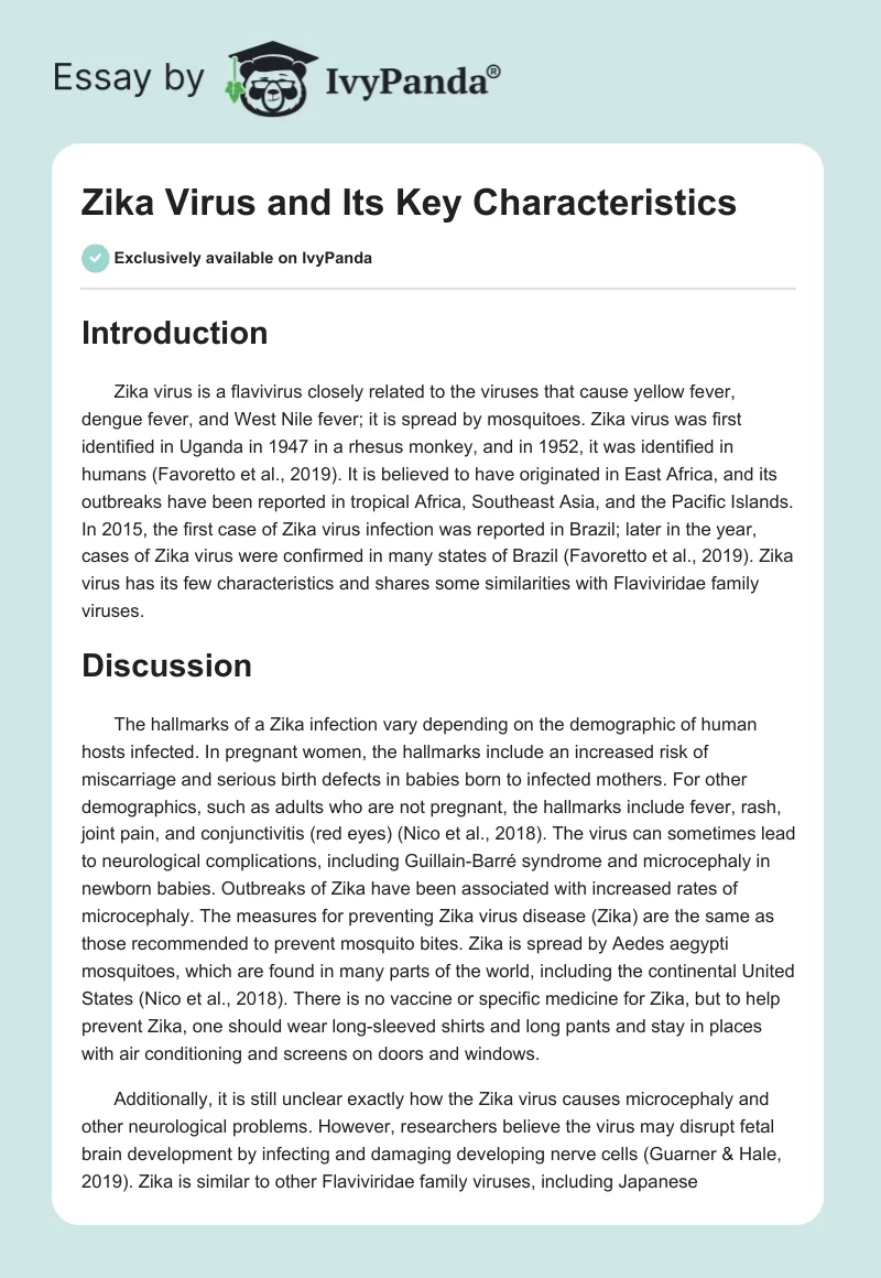 Zika Virus and Its Key Characteristics. Page 1