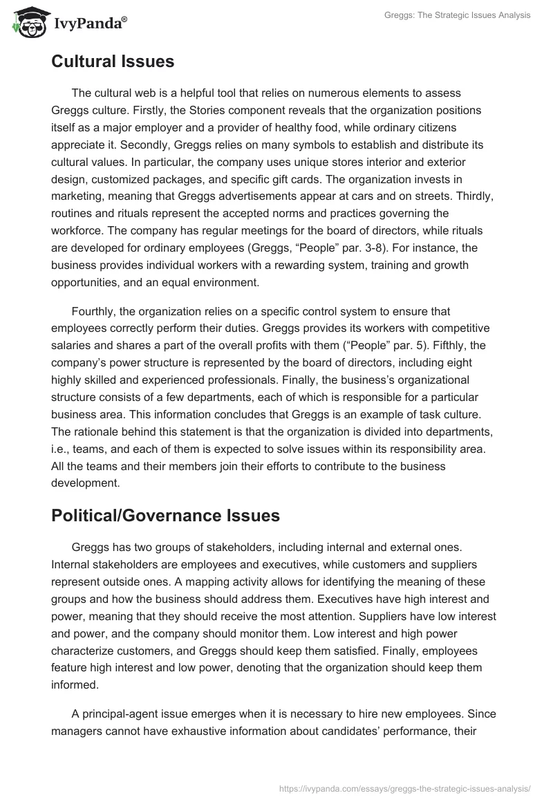 Greggs: The Strategic Issues Analysis. Page 2