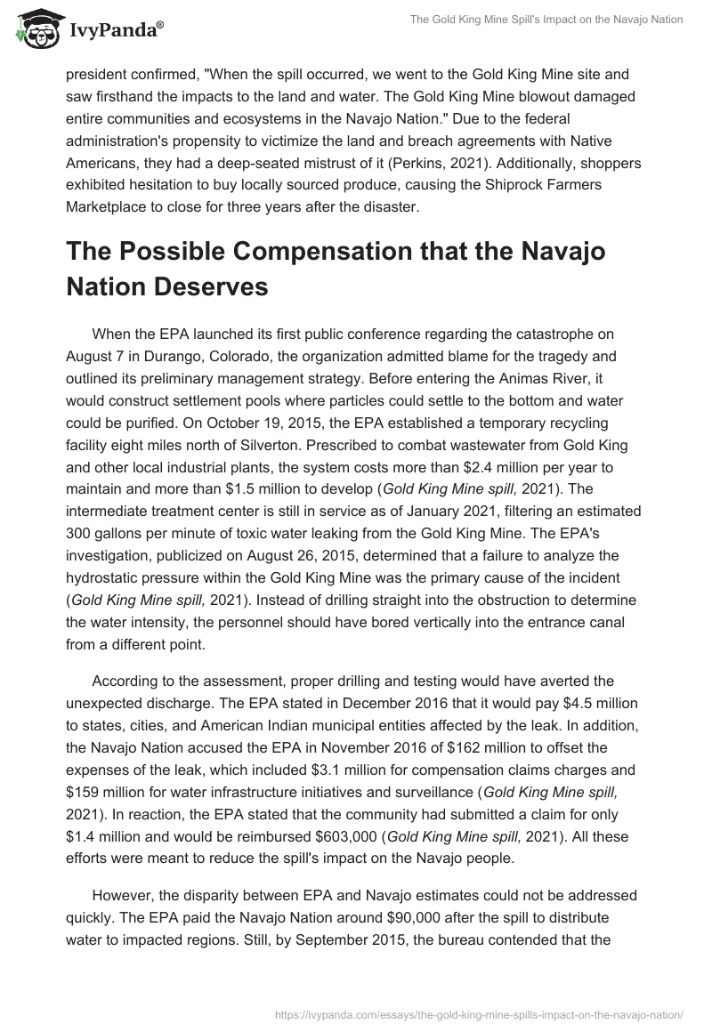 The Gold King Mine Spill's Impact on the Navajo Nation. Page 2