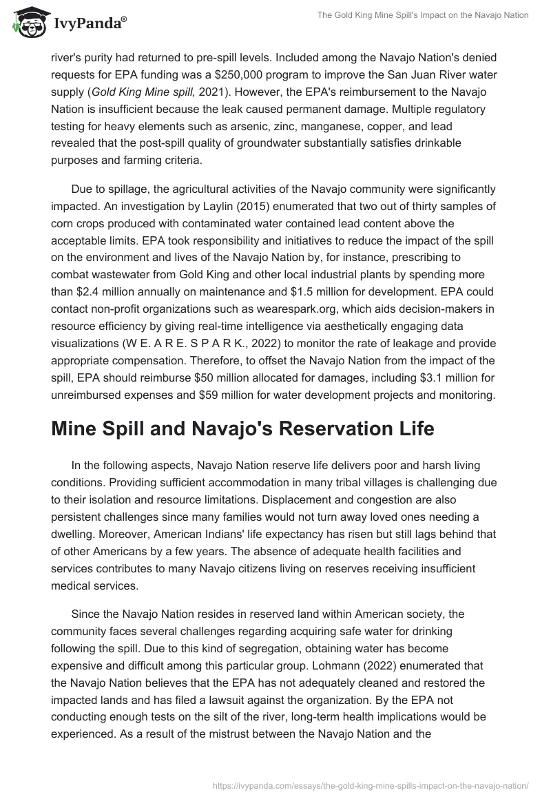 The Gold King Mine Spill's Impact on the Navajo Nation. Page 3