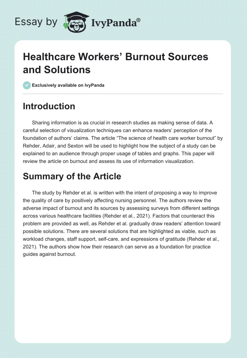 Healthcare Workers’ Burnout Sources and Solutions. Page 1