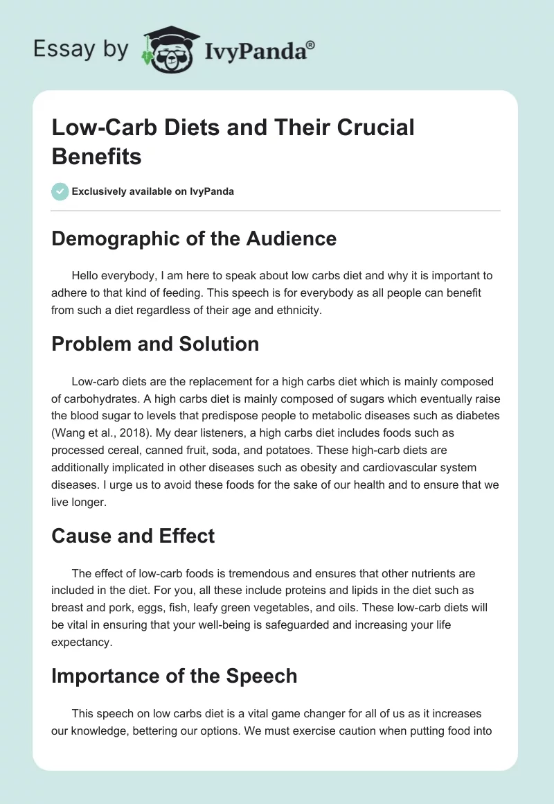Low-Carb Diets and Their Crucial Benefits. Page 1