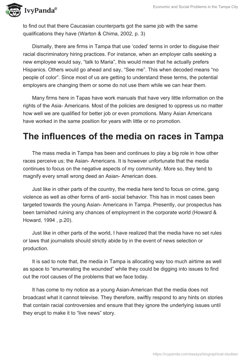 Economic and Social Problems in the Tampa City. Page 4
