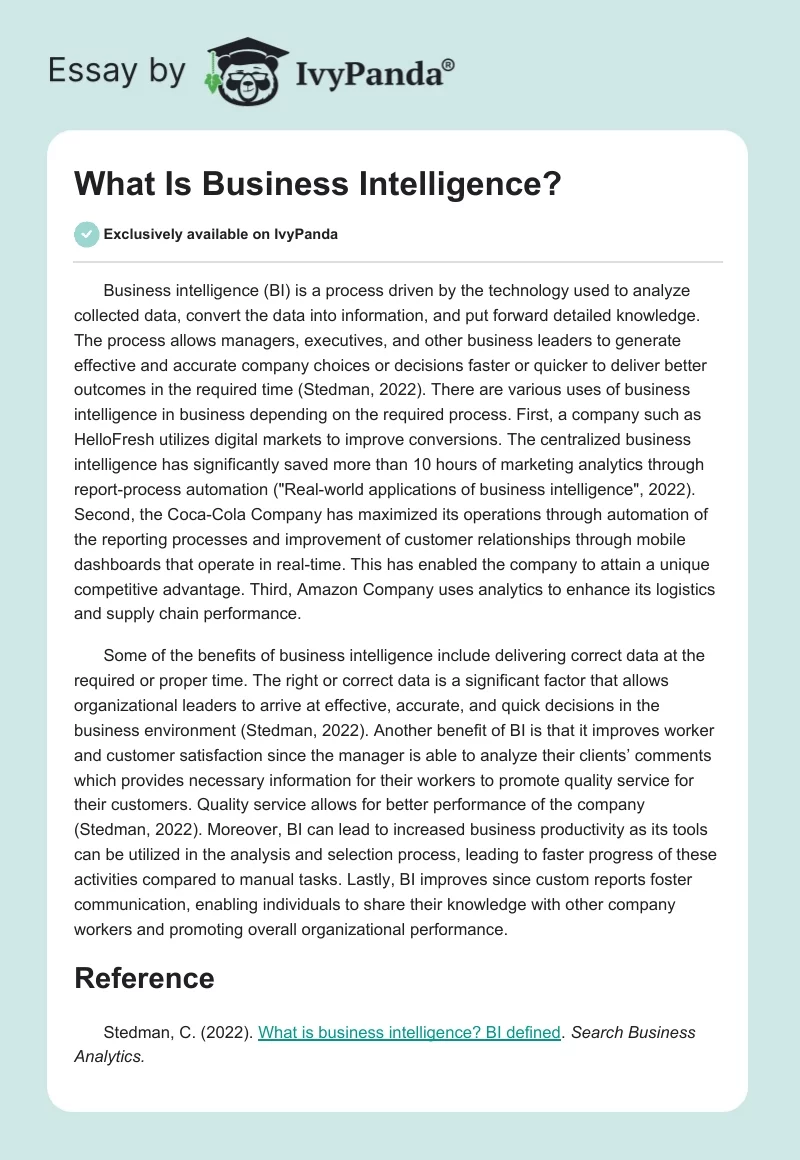 What Is Business Intelligence?. Page 1