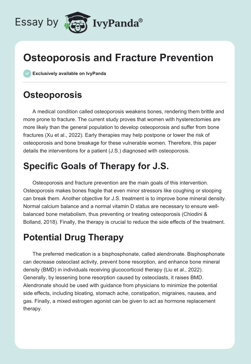 Osteoporosis and Fracture Prevention. Page 1