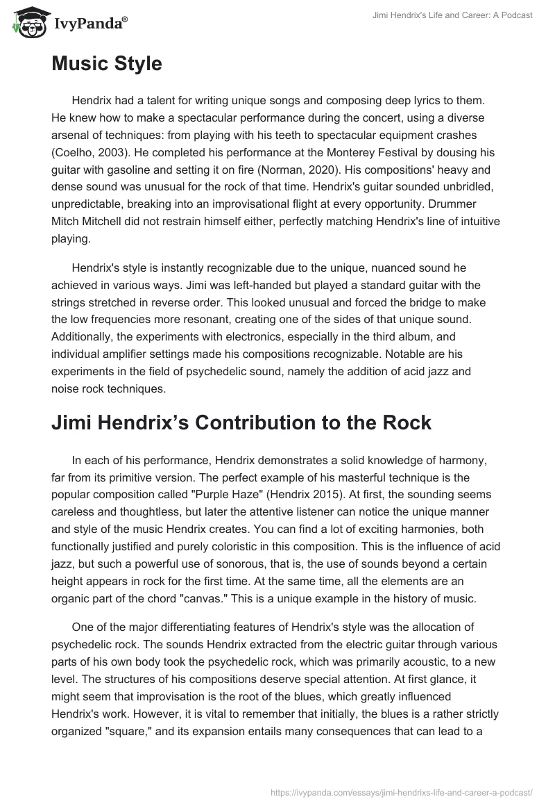 Jimi Hendrix's Life and Career: A Podcast. Page 2