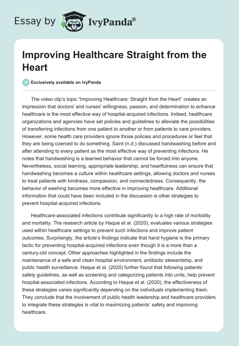Improving Healthcare Straight from the Heart. Page 1