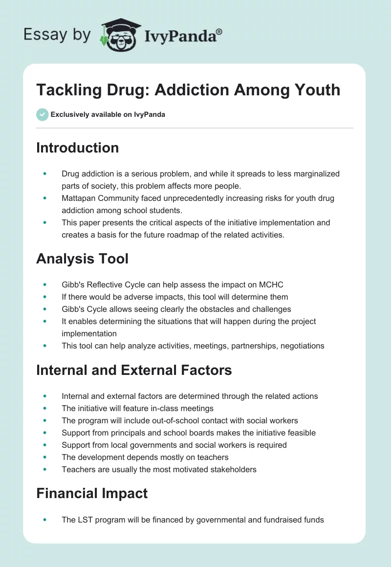 Tackling Drug: Addiction Among Youth. Page 1