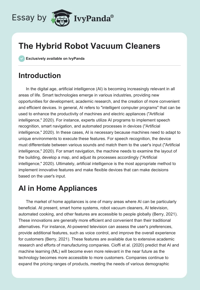 The Hybrid Robot Vacuum Cleaners. Page 1