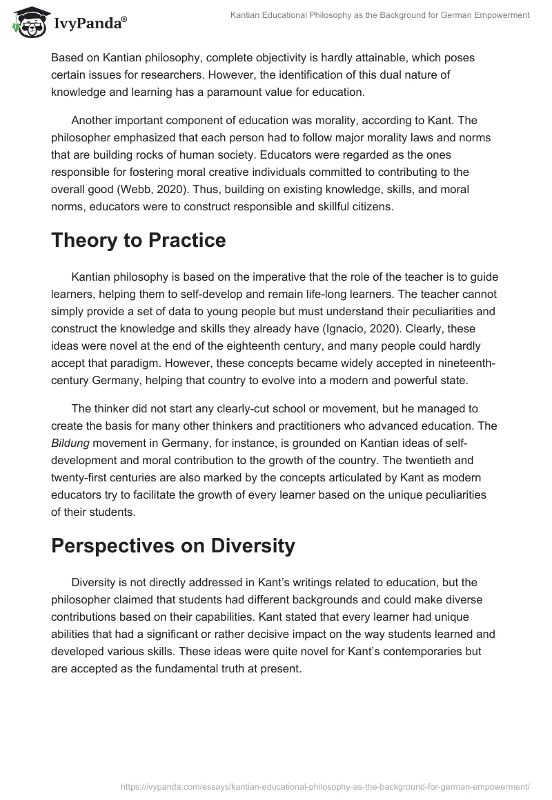 Kantian Educational Philosophy as the Background for German Empowerment. Page 3