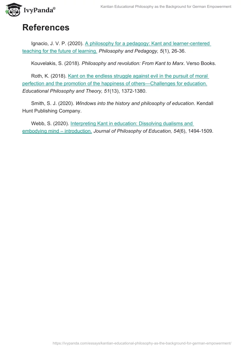 Kantian Educational Philosophy as the Background for German Empowerment. Page 5