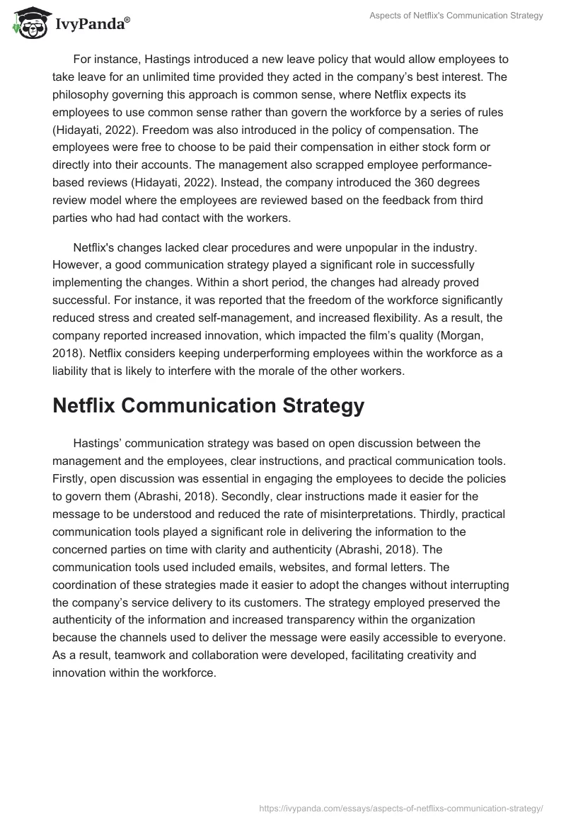Aspects of Netflix's Communication Strategy. Page 2