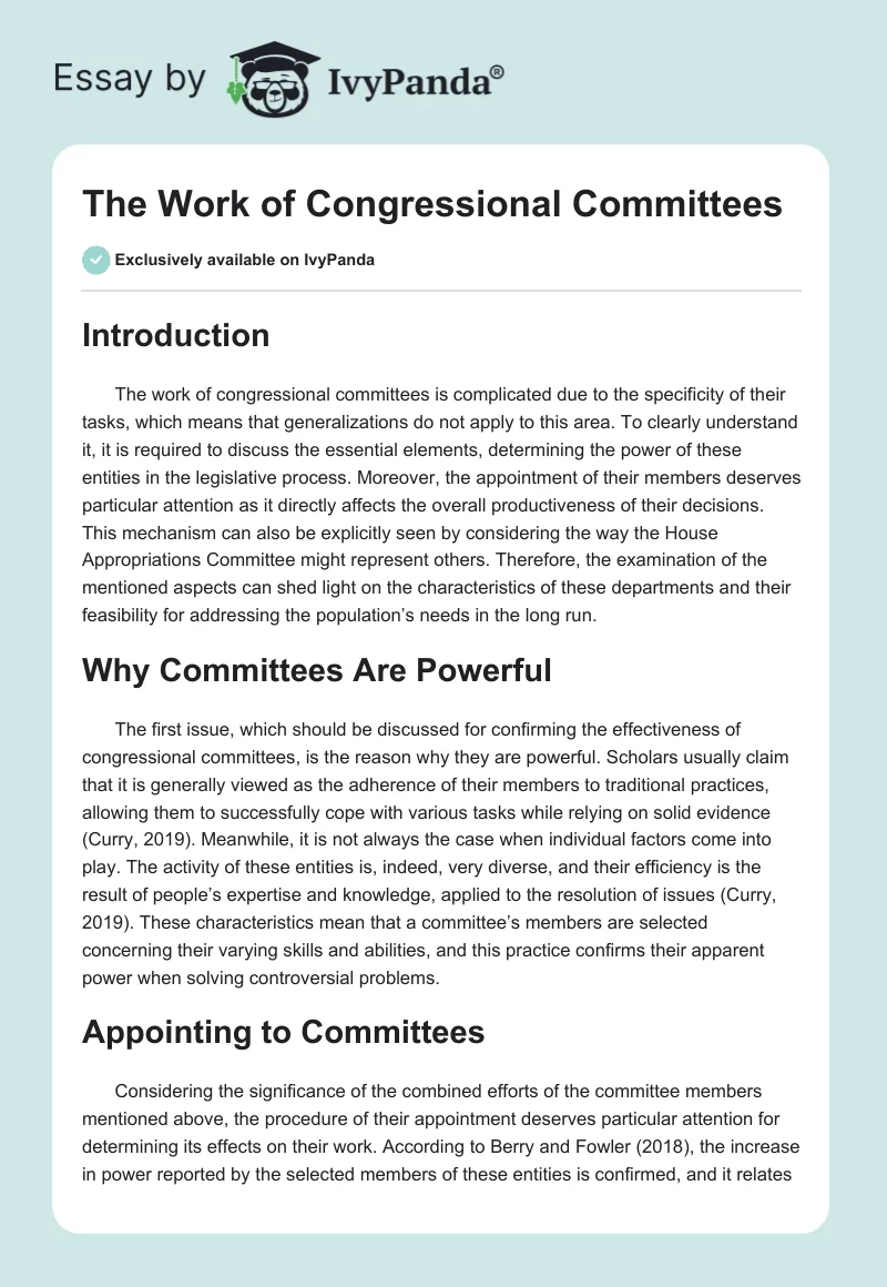 The Work of Congressional Committees. Page 1