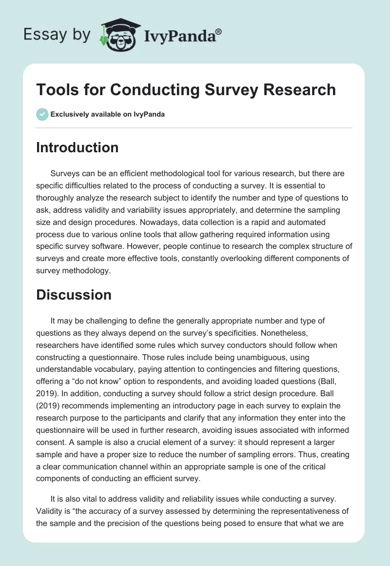 Tools for Conducting Survey Research. Page 1