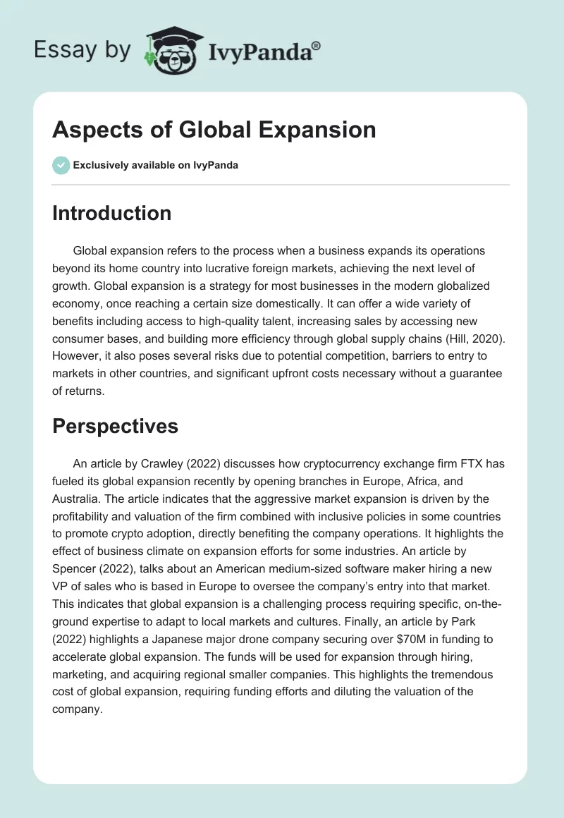 Aspects of Global Expansion. Page 1