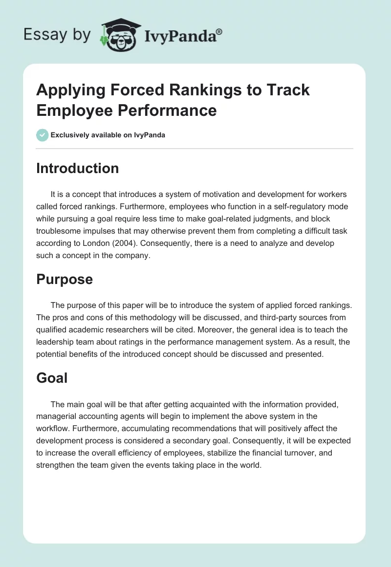 Applying Forced Rankings to Track Employee Performance. Page 1