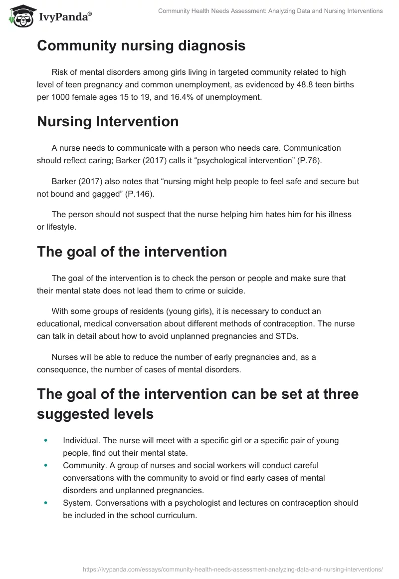 Community Health Needs Assessment: Analyzing Data and Nursing Interventions. Page 3