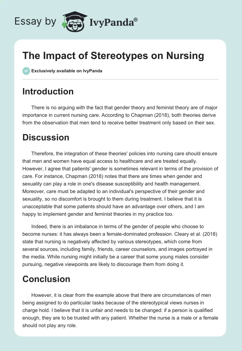 The Impact of Stereotypes on Nursing. Page 1