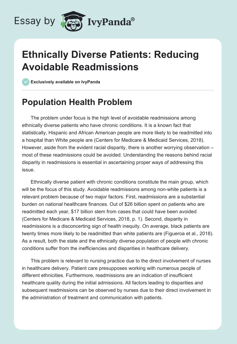 Ethnically Diverse Patients: Reducing Avoidable Readmissions. Page 1