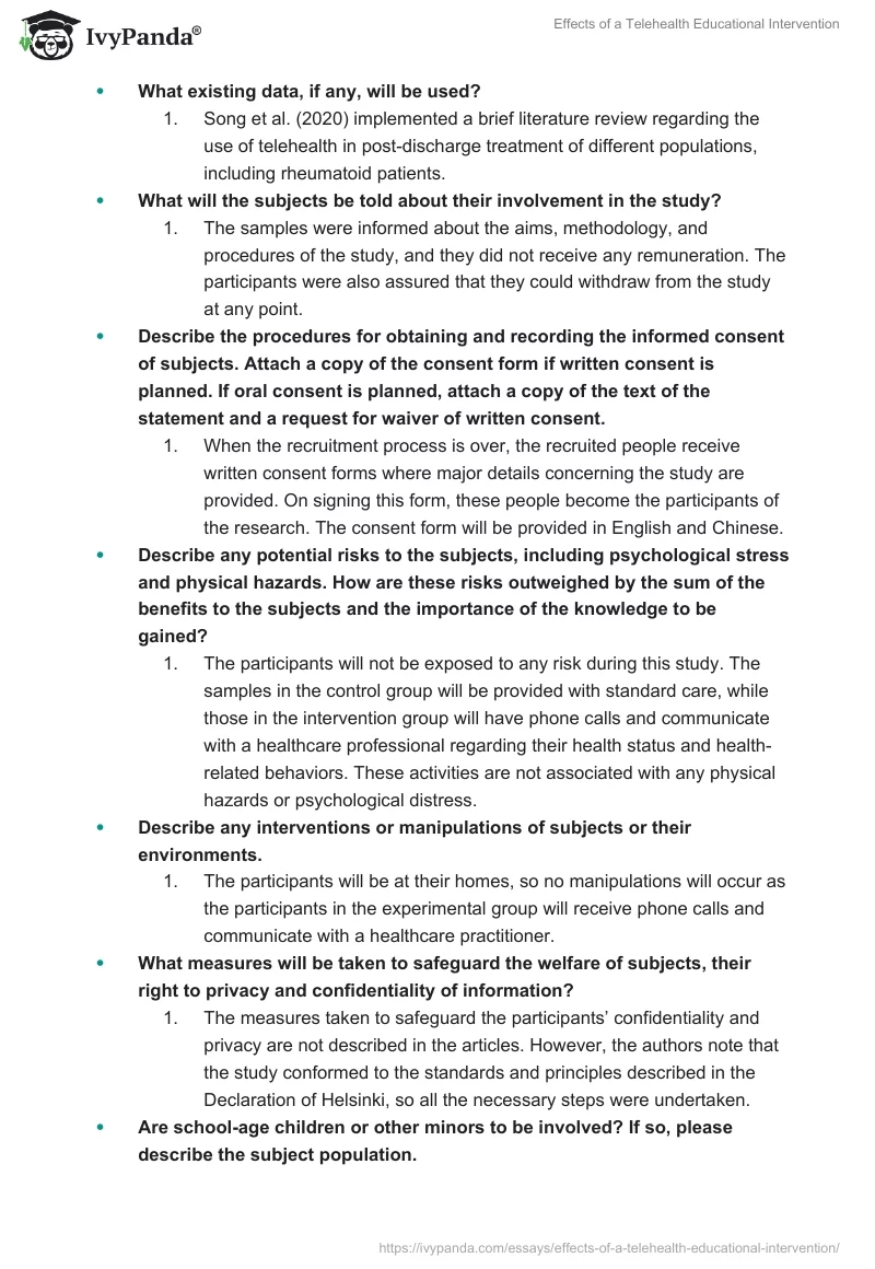 Effects of a Telehealth Educational Intervention. Page 2