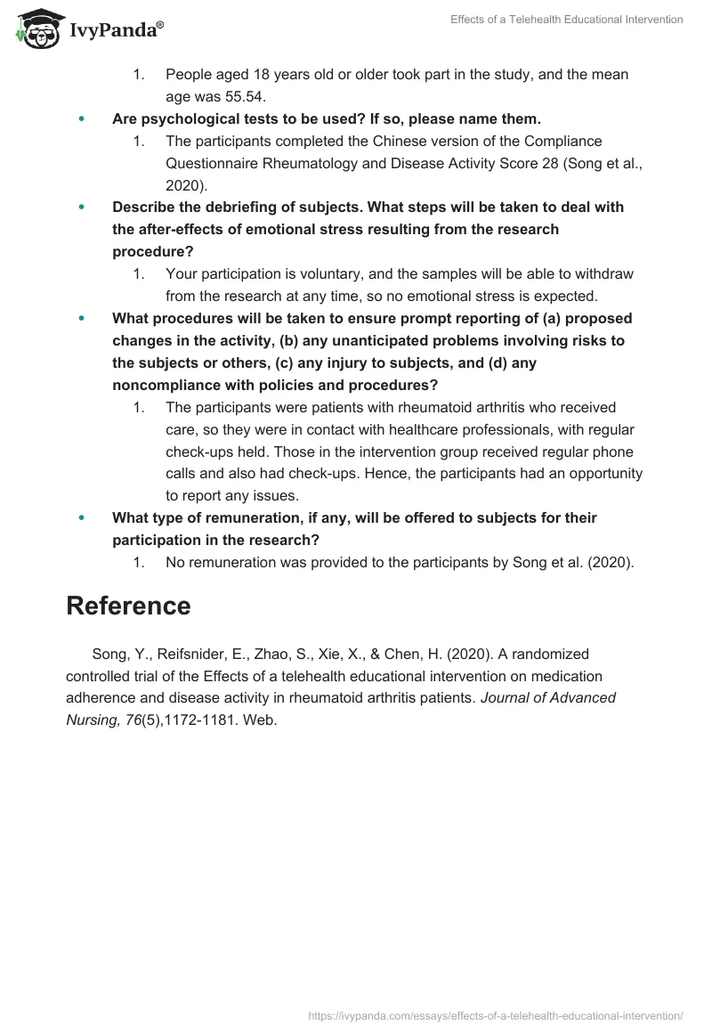 Effects of a Telehealth Educational Intervention. Page 3