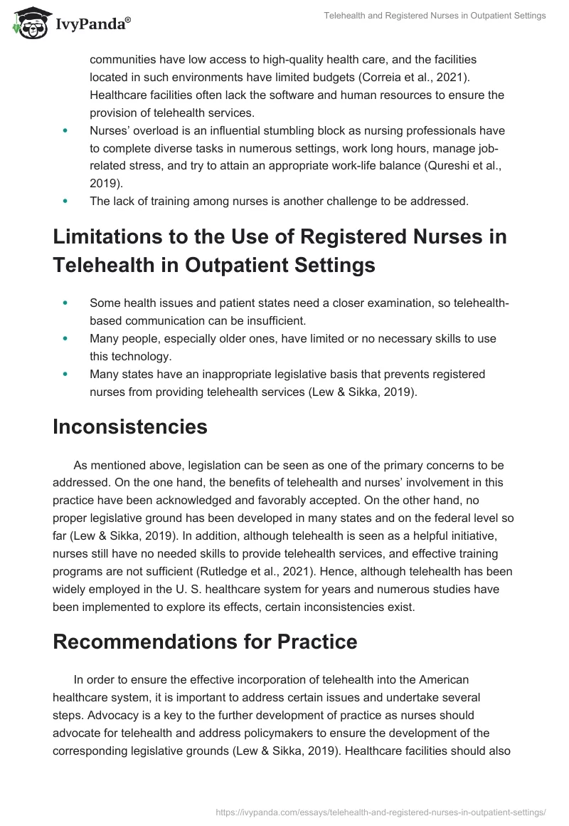 Telehealth and Registered Nurses in Outpatient Settings. Page 2