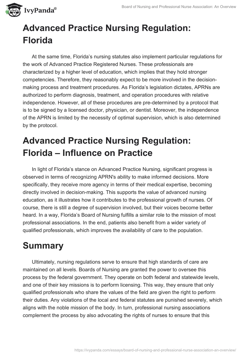 Board of Nursing and Professional Nurse Association: An Overview. Page 3