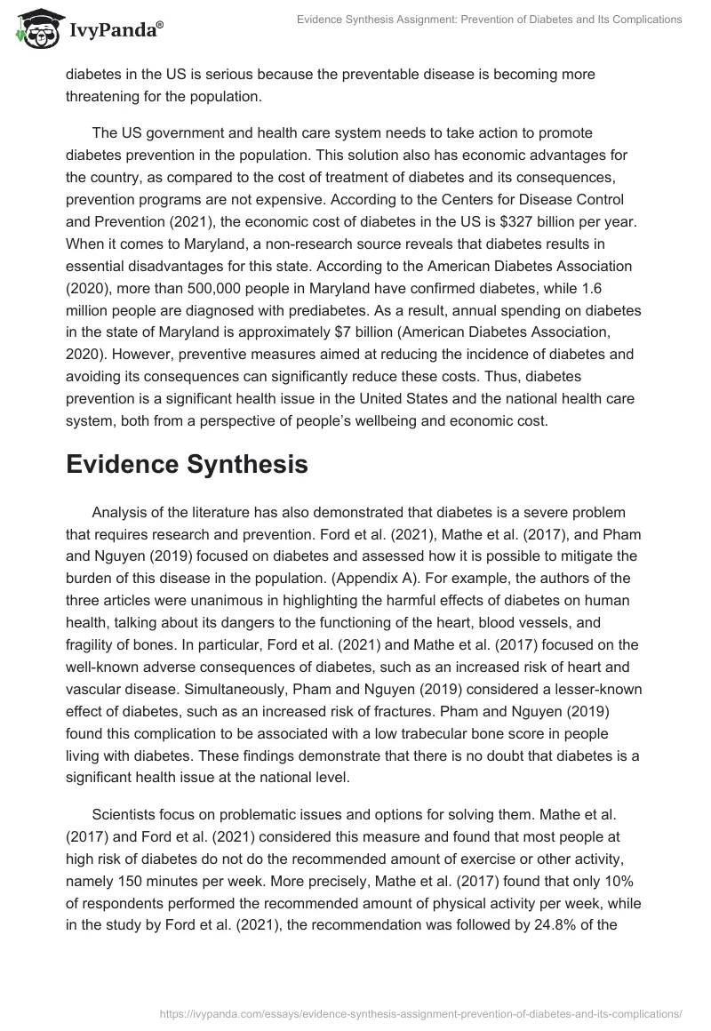 Evidence Synthesis Assignment: Prevention of Diabetes and Its Complications. Page 2