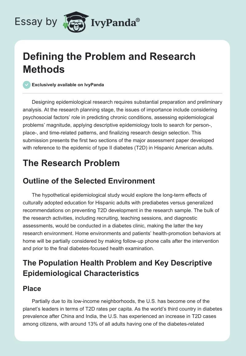 Defining the Problem and Research Methods. Page 1