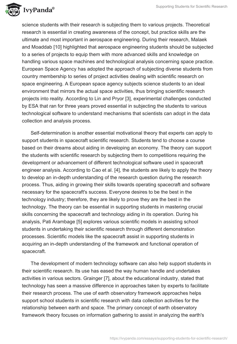 Supporting Students for Scientific Research. Page 2