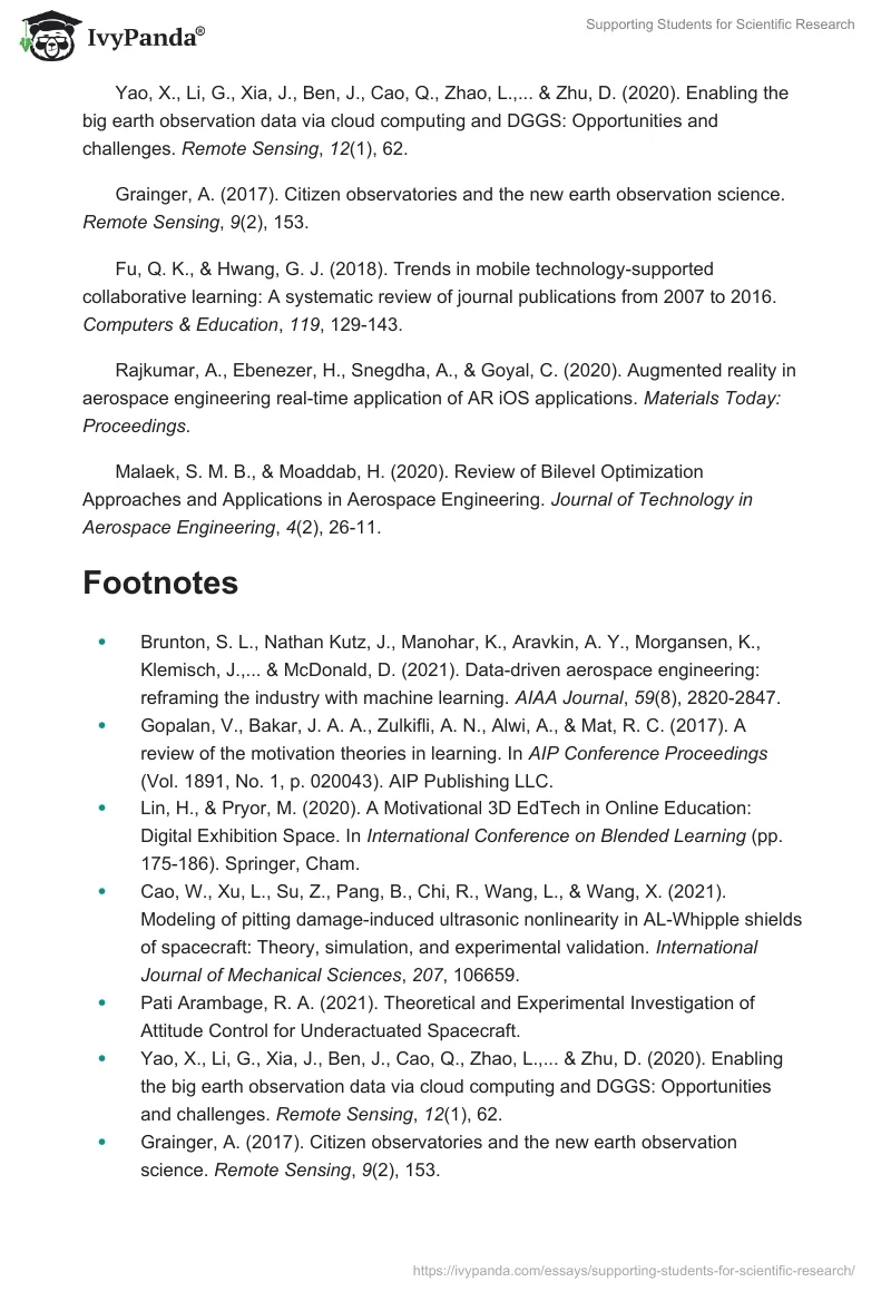 Supporting Students for Scientific Research. Page 4