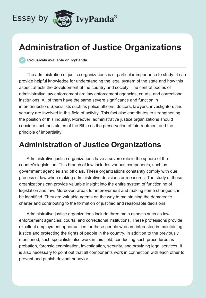 Administration of Justice Organizations. Page 1