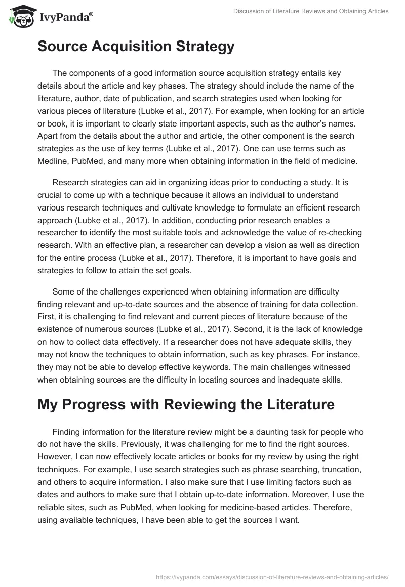 Discussion of Literature Reviews and Obtaining Articles. Page 2